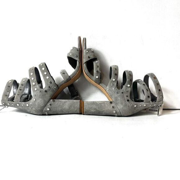 Sam Edelman Womens 7.5 M Gray Suede Studded Cage Ultra High Heel Sandal Open Toe - Picture 5 of 10
